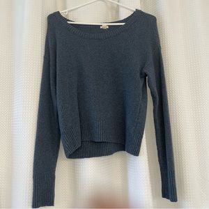 Garage Blue Soft Cross Back Long Sleeve Blue Sweater